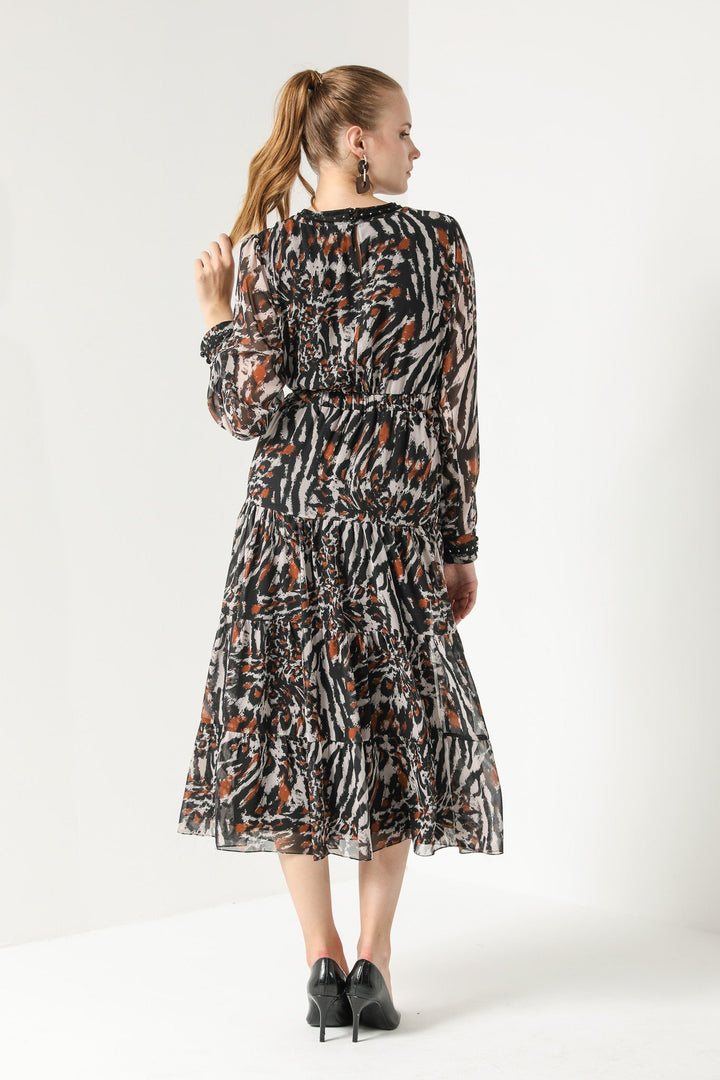 TIGER PRINT MIDI DRESS