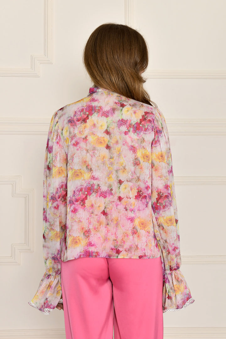 Ruffled Floral Print Blouse