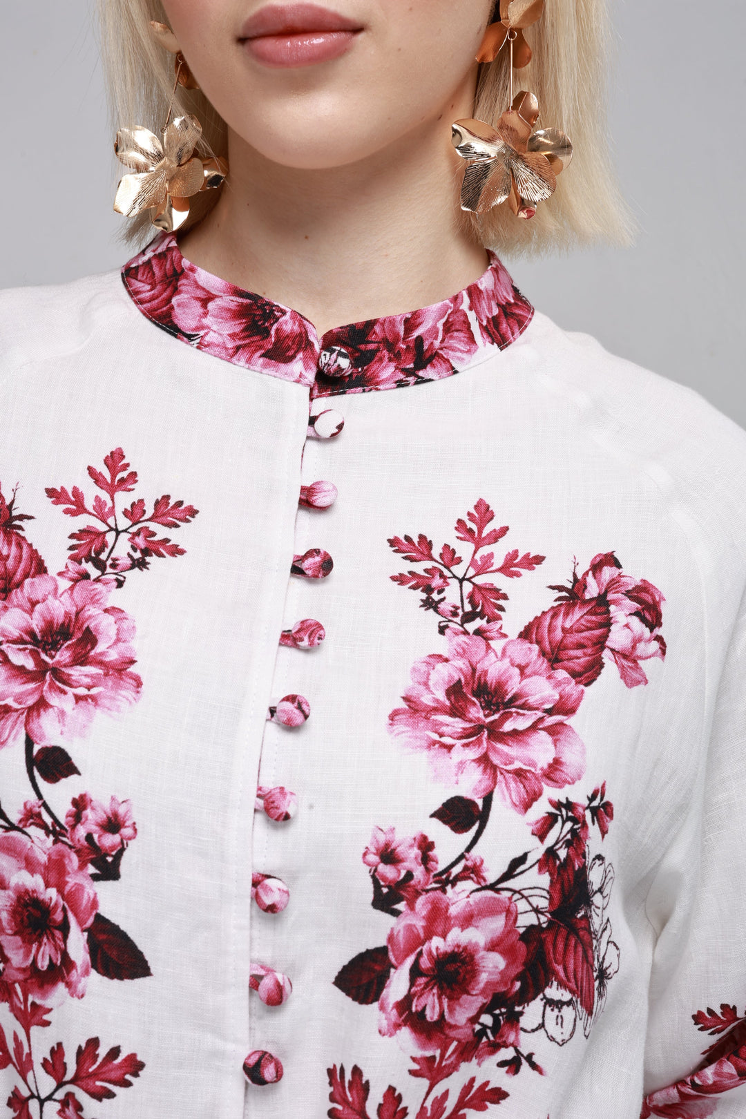 FLORAL LINEN SHIRT DRESS